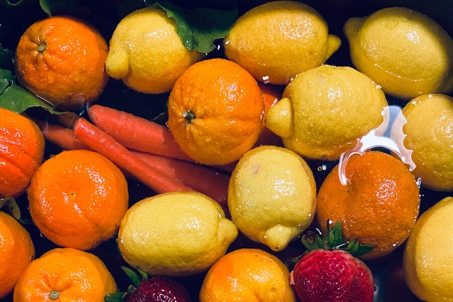 yellow lemon and red strawberries